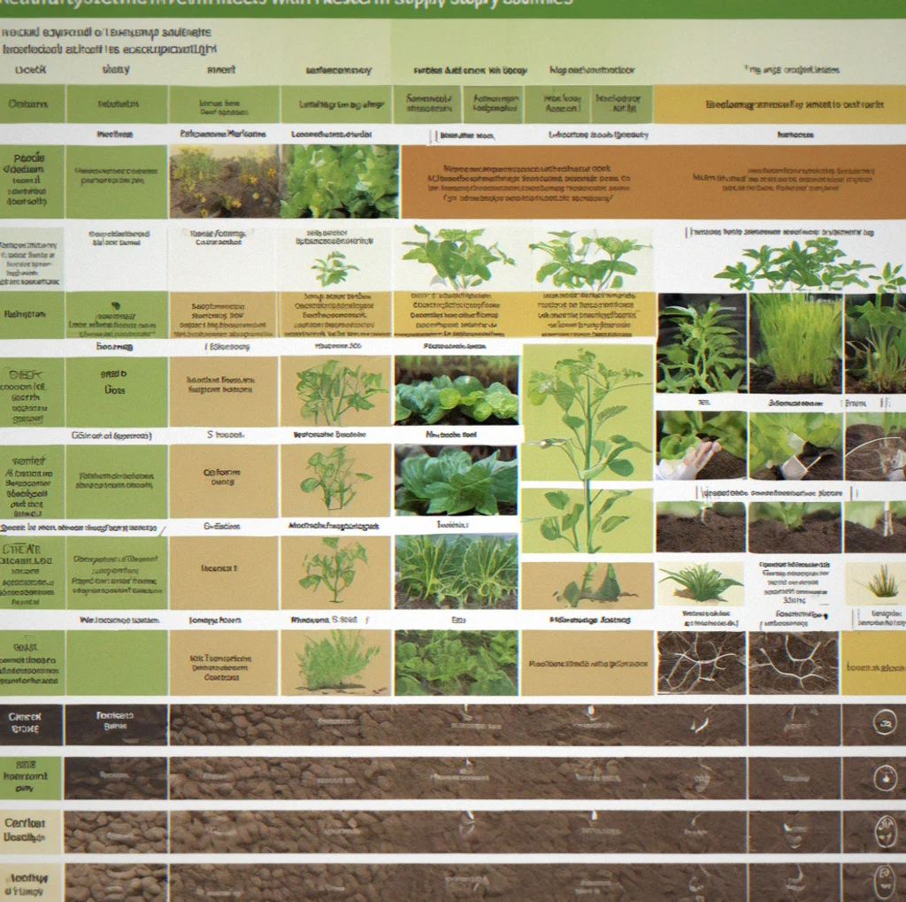 Comparison chart showing natural system principles like redundancy, local adaptation, and nested hierarchies aligned with specific supply chain practices