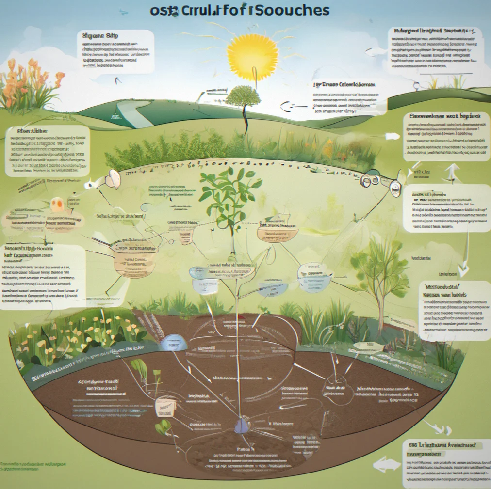 Circular flow diagram showing material sourcing, product lifecycle, colletcion mechanisms, and regenerative inputs with cost-per-unit and margin impact analysis